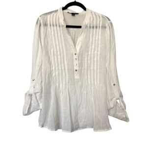 Zac & Rachel Gauze Button Down Blouse White